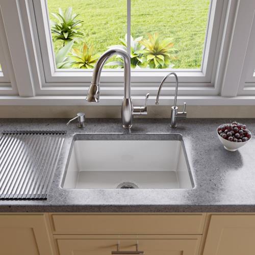 Alfi - 23 Inch White Fireclay Undermount Kitchen Sink