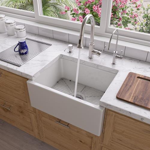 Alfi - 24 Inch Smooth Thick Wall Fireclay Single Bowl Farm Sink