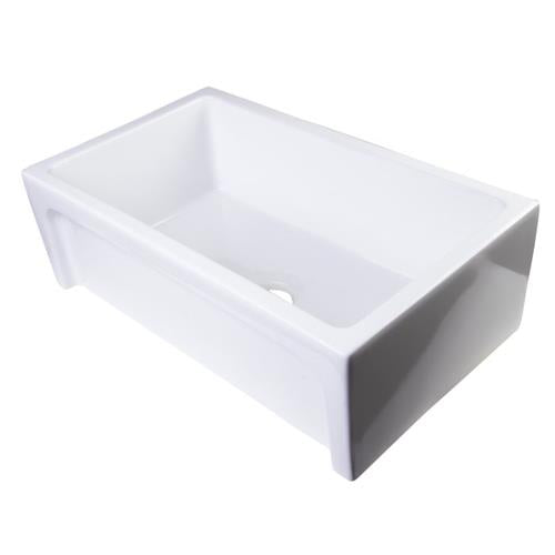 Alfi - 30 Inch White Arched Apron Thick Wall Fireclay Single Bowl Farm Sink