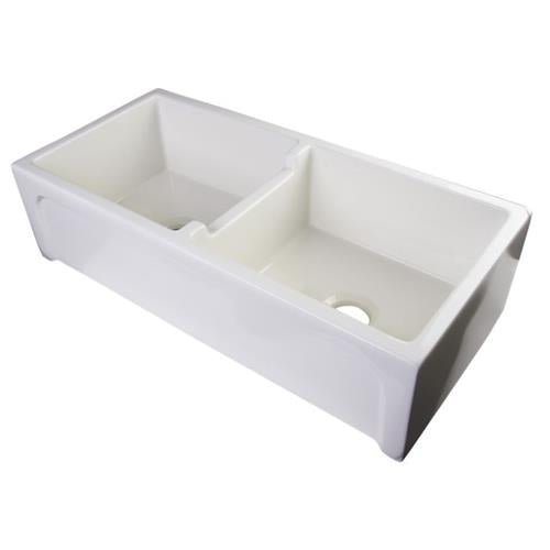 Alfi - 39 Inch Arched Apron Thick Wall Fireclay Double Bowl Farm Sink