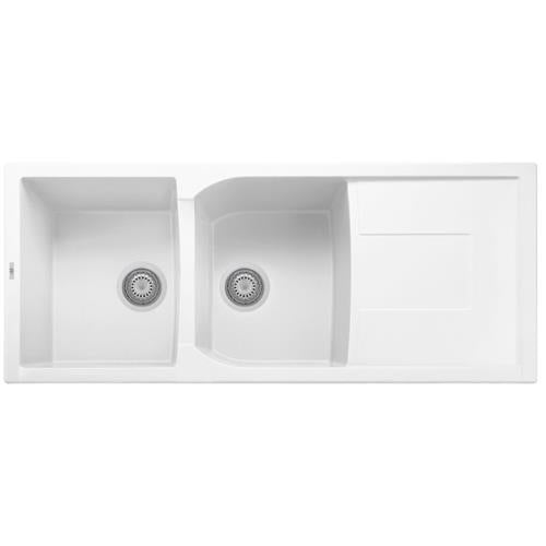 Alfi - 46 Inch Double Bowl Granite Composite Kitchen Sink with Drainboard