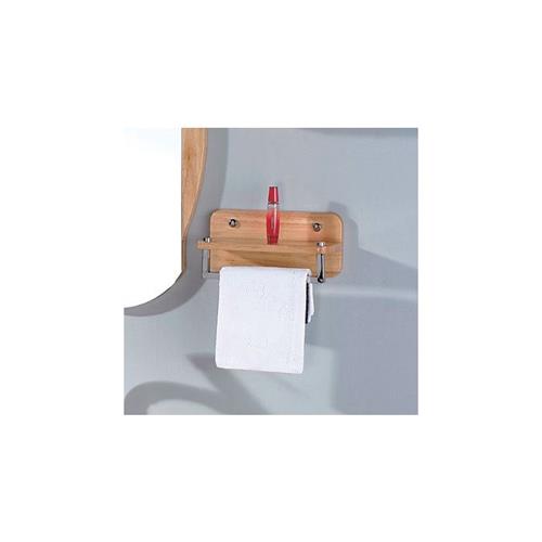 Alfi - 12 Inch Small Wooden Shelf with Chrome Towel Bar Bathroom Accessory