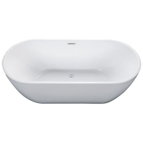Alfi - 67 inch White Oval Acrylic Free Standing Soaking Bathtub