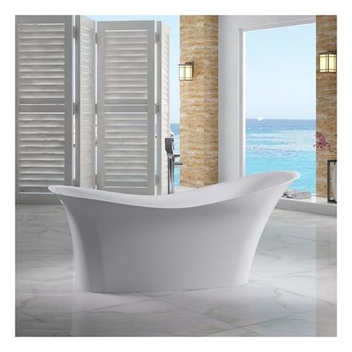 Alfi - 74 Inch White Solid Surface Smooth Resin Soaking Slipper Bathtub