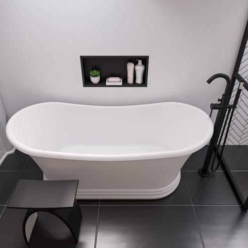 Alfi - 67 Inch White Matte Pedestal Solid Surface Resin Bathtub