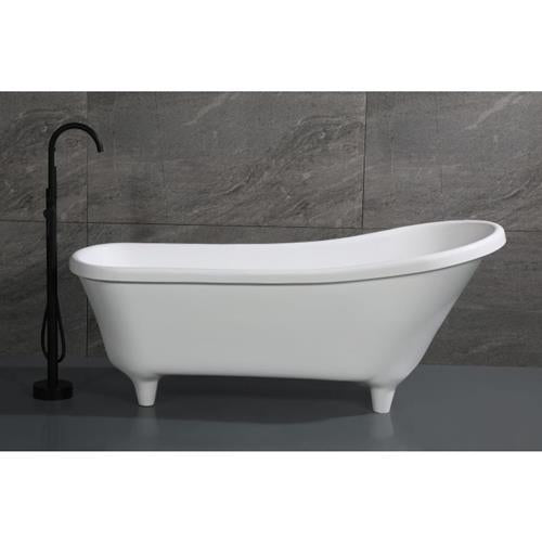 Alfi - 67 Inch White Matte Clawfoot Solid Surface Resin Bathtub