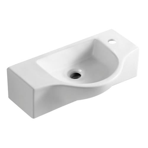 Alfi - White 18 Inch Small Wall Mounted Ceramic Sink with Faucet Hole