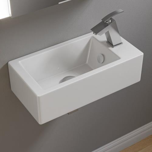 Alfi - Alfi - White 20 Inch Small Rectangular Wall Mounted Ceramic Sink with Faucet Hole