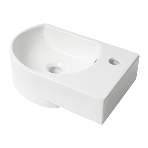 Alfi - White 16 Inch Small Wall Mounted Ceramic Sink with Faucet Hole