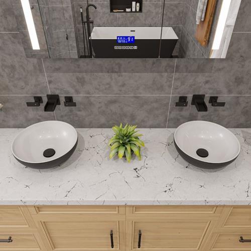 Alfi - Black & White 15 Inch Round Vessel Above Mount Ceramic Sink