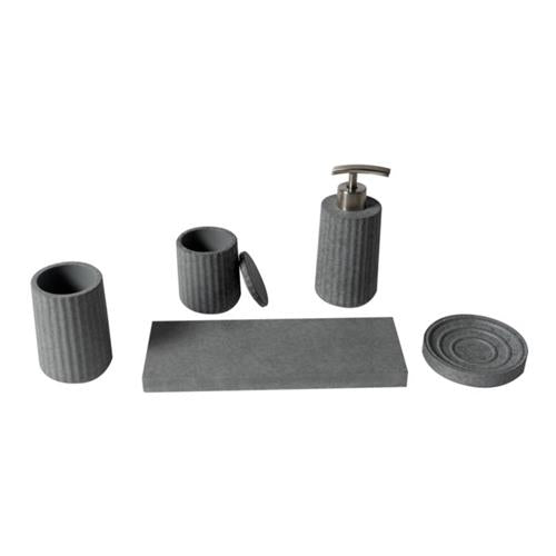 Alfi - 5 Piece Solid Concrete Gray Matte Bathroom Accessory Set
