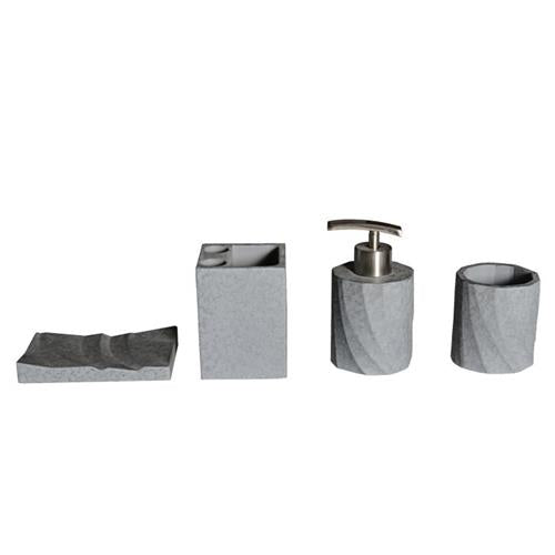 Alfi - 4 Piece Solid Concrete Gray Matte Bathroom Accessory Set