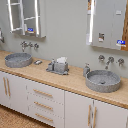 Alfi - 17 Inch Round Solid Concrete Gray Matte Above Mount Bathroom Sink