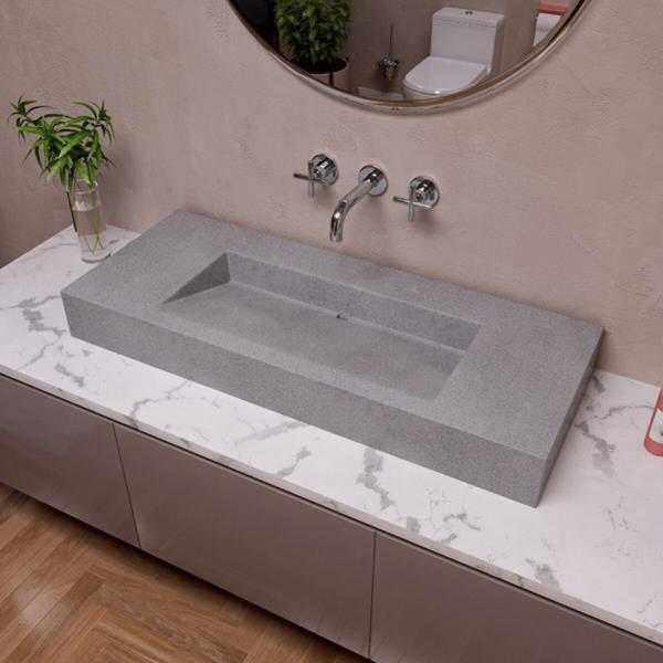 Alfi - 48 Inch Solid Concrete Rectangular Countertop Sink