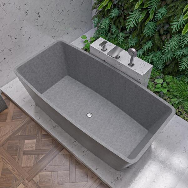 Alfi - 59 Inch Solid Concrete Oval Freestanding Bathtub