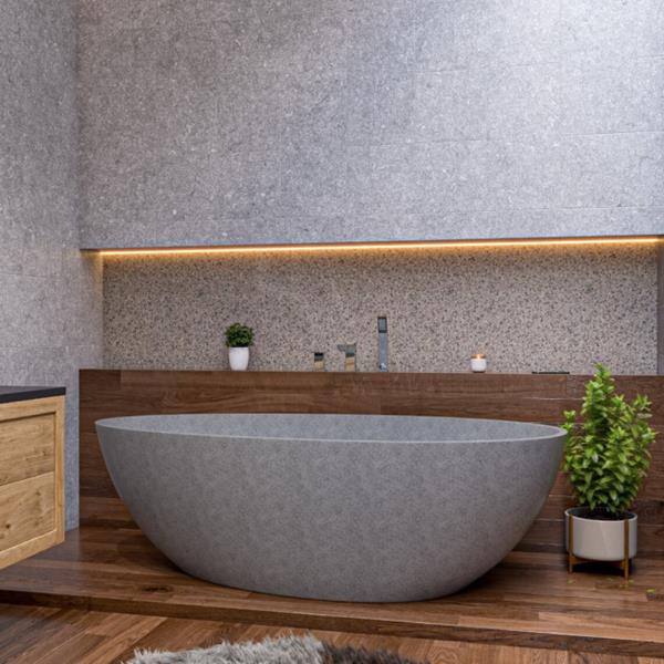 Alfi - 72 Inch Solid Concrete Tear Drop Freestanding Bathtub