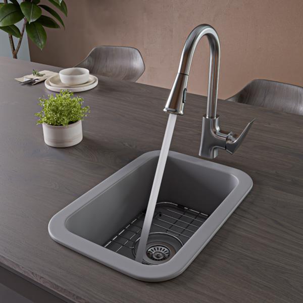 Alfi - Small 13x19 Inch Rectangle Fireclay Undermount or Drop In Prep Sink w Grid Included