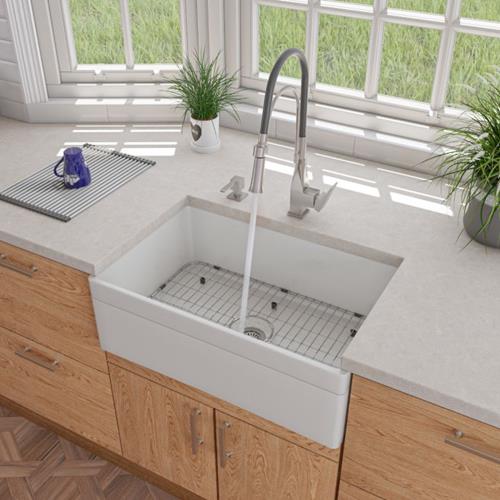 Alfi - Square Kitchen Faucet with Black Rubber Stem