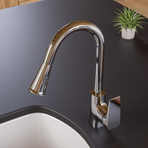 Alfi - Square Gooseneck Pull Down Kitchen Faucet