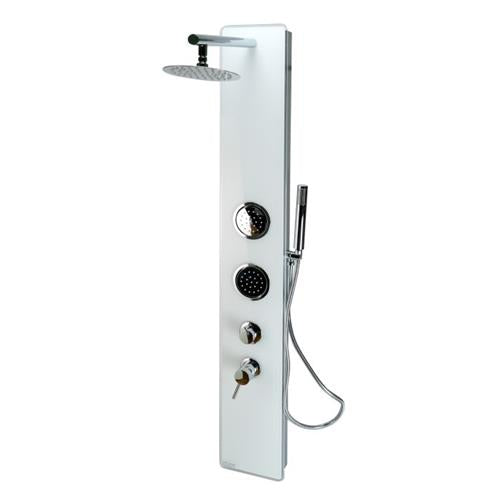 Alfi - White Glass Shower Panel with 2 Body Sprays and Rain Shower Head