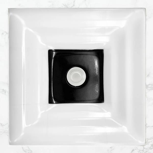 Linkasink - Artisan Glass Medium Square White Undermount Sink with Black Window