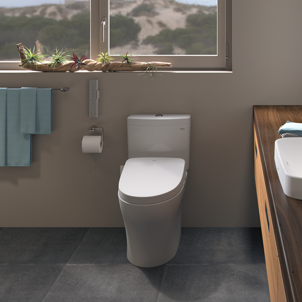 Toto - Aquia IV One-Piece Elongated Dual Flush 1.28 And 0.9 Gpf Washlet+ And Auto Flush Ready Toilet With Cefiontect, Cotton White