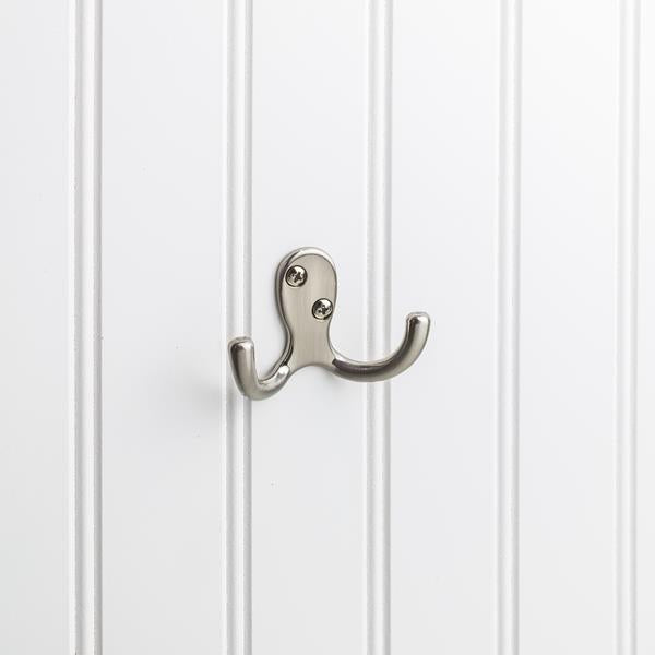 Elements - 1-7/8 Inch Double zinc wall mount coat hook.
