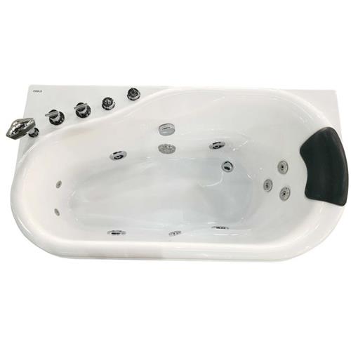 Eago - 5' White Acrylic Corner Whirpool Bathtub - Drain on Left