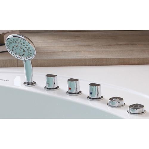 Eago - 5' Rounded Modern Double Seat Corner Whirlpool Bath Tub with Fixtures
