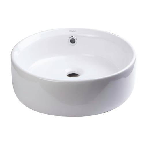 Eago - 16 Inch Round Ceramic Above Mount Bathroom Basin Vessel Sink