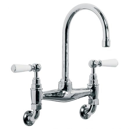 Lefroy Brooks - Classic Wall Mounted Basin Bridge Mixer with with Lever Handles