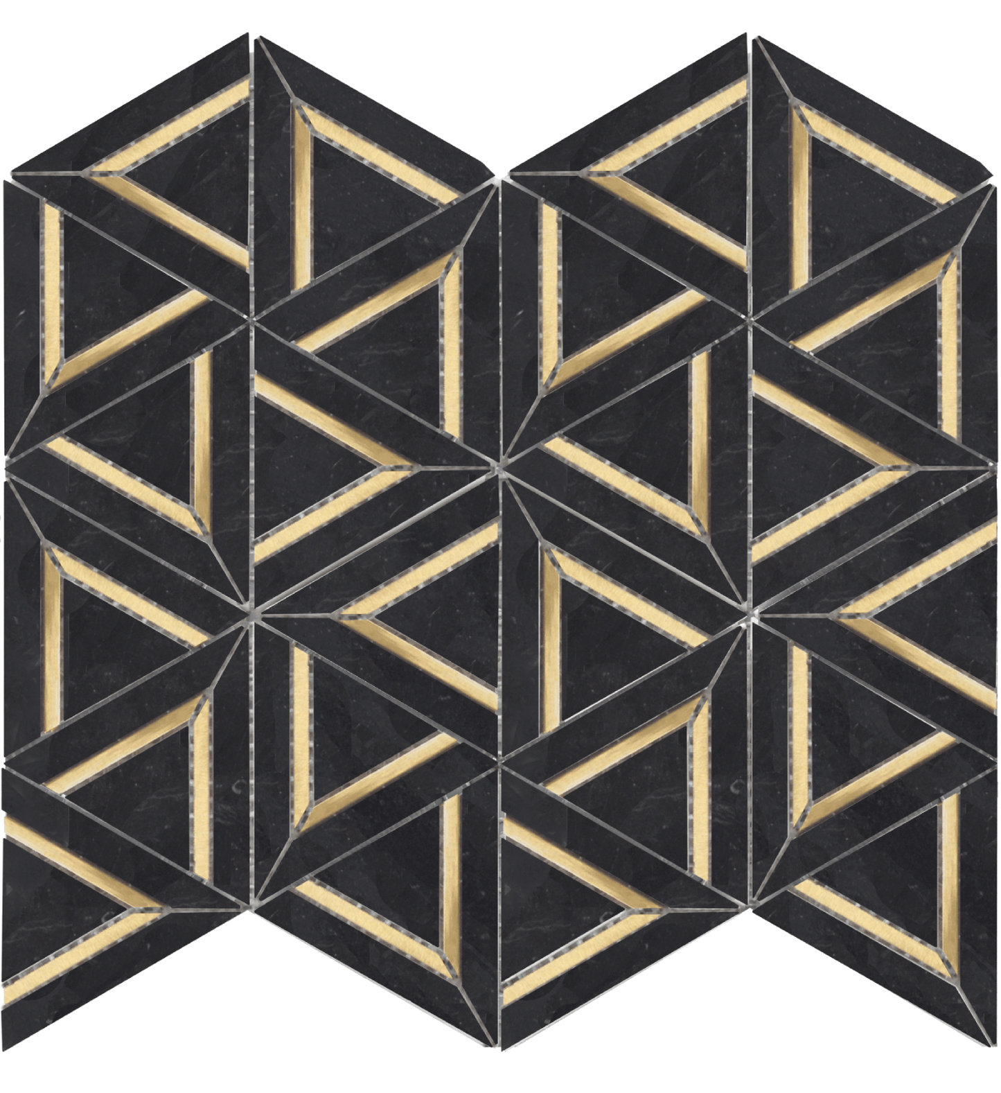 Roca Tile - Nero Marquina Metal Geo 12 x 14 Mosaic