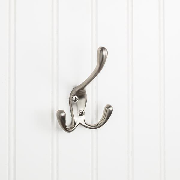 Elements - 4 Inch Triple zinc wall mount coat hook.