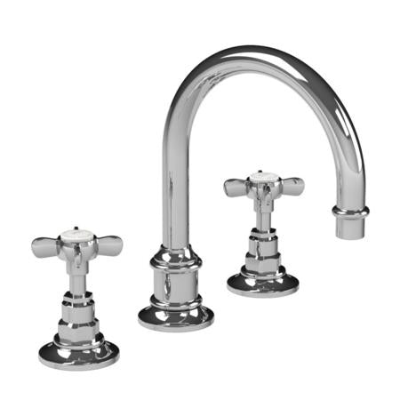 Lefroy Brooks - Classic Cross Handle Tubular 3-Hole Basin Mixer