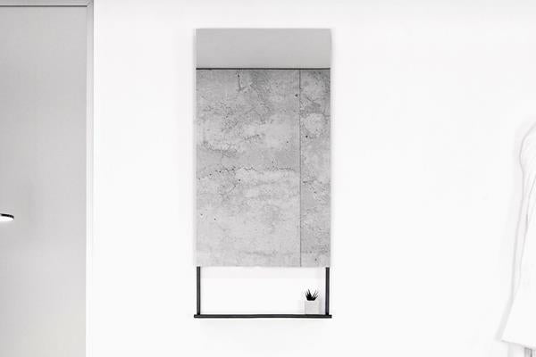 Wetstyle - "C2" 19 Inch Stainless Steel Mirror - Natural Walnut Shelf