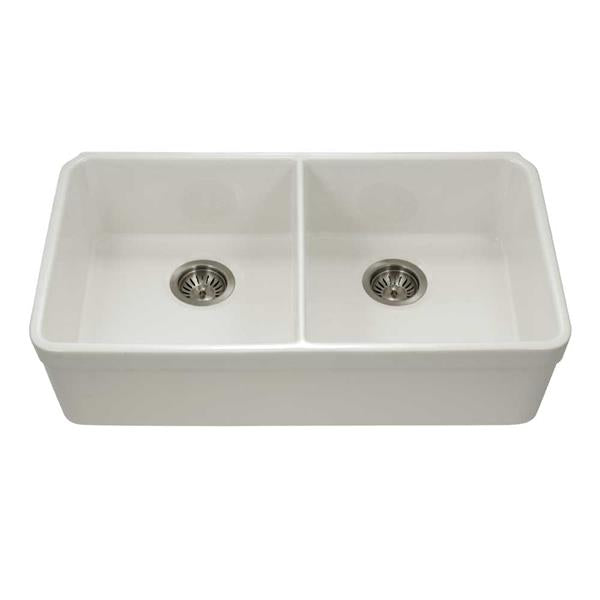 Hamat - Chelsea 33 Inch Undermount Fireclay Double Bowl Kitchen Sink