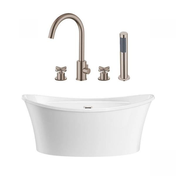 Maidstone - Conway II Acrylic Contemporary Double Slipper Freestanding Tub and Faucet Package