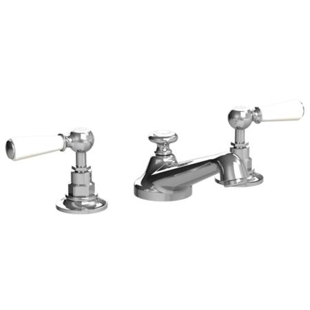 Lefroy Brooks - Classic 3-Hole Basin Mixer With White Levers