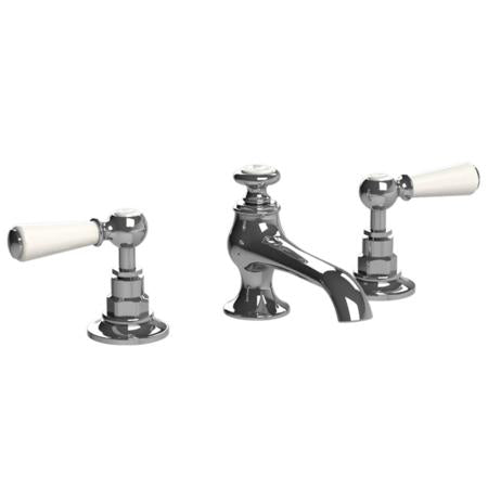 Lefroy Brooks - Connaught 3-Hole Basin Mixer With White Levers