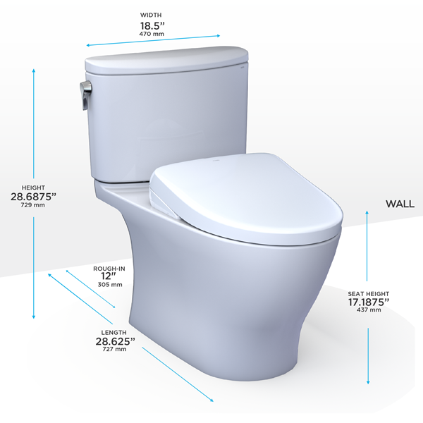 Toto - Washlet+ Nexus Two-Piece Elongated 1.28 Gpf Toilet With Auto Flush S7 Contemporary Bidet Seat, Cotton White