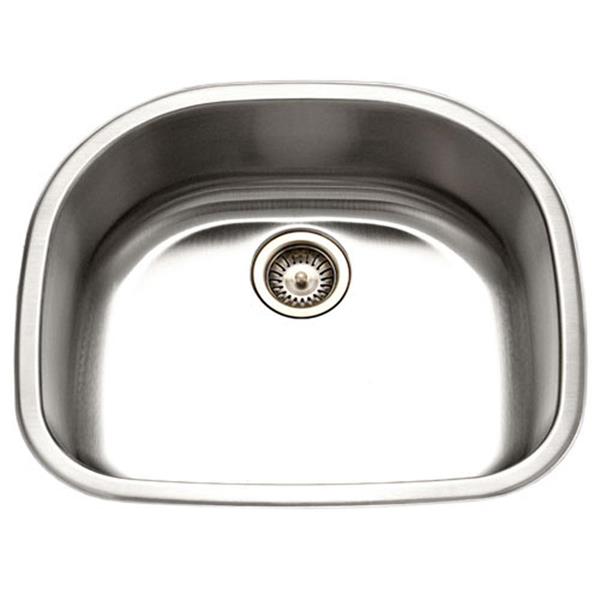 Hamat - Enterprise 24 Inch Undermount Stainless Steel Single D Bowl Kitchen Sink, 18 Gauge