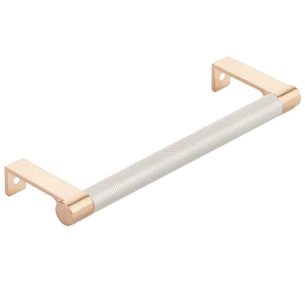 Emtek - Select Cabinet Edge Pull 6-1/4 Inch c-c, Round Edge Stem, Knurled Bar