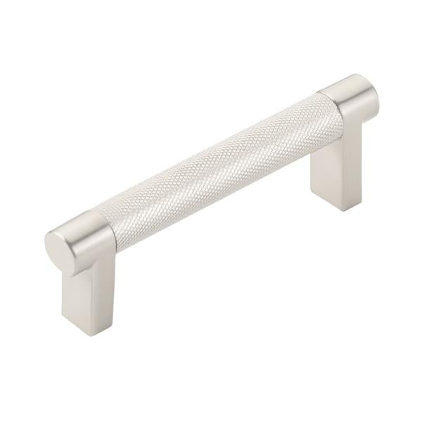 Emtek - Select Cabinet Pull 3-1/2 In C-C, Rectangular Stem, Knurled Bar