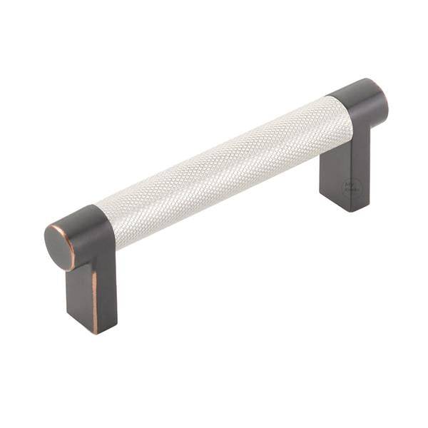 Emtek - Select Cabinet Pull 3-1/2 In C-C, Rectangular Stem, Knurled Bar