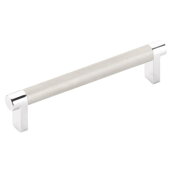 Emtek - Select Cabinet Pull 5 In C-C, Rectangular Stem, Knurled Bar