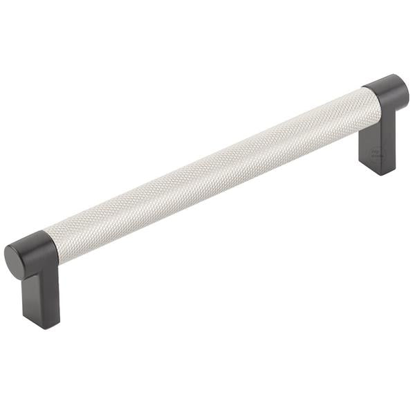Emtek - Select Cabinet Pull 6 In C-C, Rectangular Stem, Knurled Bar