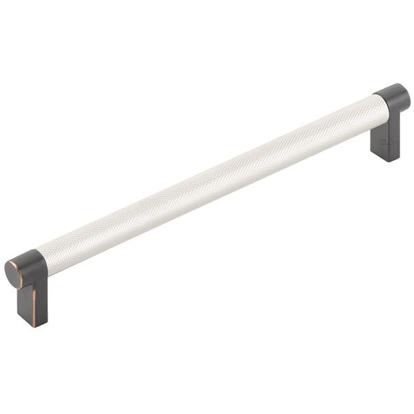 Emtek - Select Cabinet Pull 8 In C-C, Rectangular Stem, Knurled Bar
