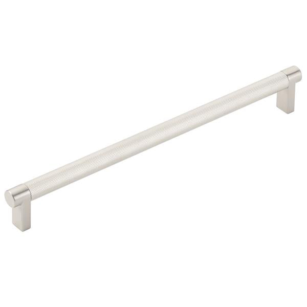 Emtek - Select Cabinet Pull 10 In C-C, Rectangular Stem, Knurled Bar