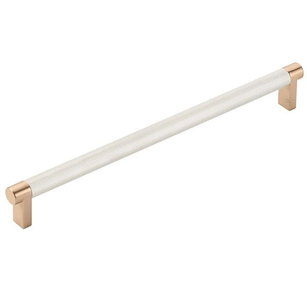 Emtek - Select Cabinet Pull 10 In C-C, Rectangular Stem, Knurled Bar