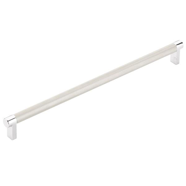 Emtek - Select Cabinet Pull 12 In C-C, Rectangular Stem, Knurled Bar